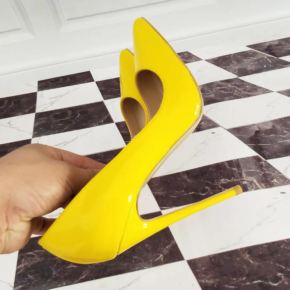 yellow high heels