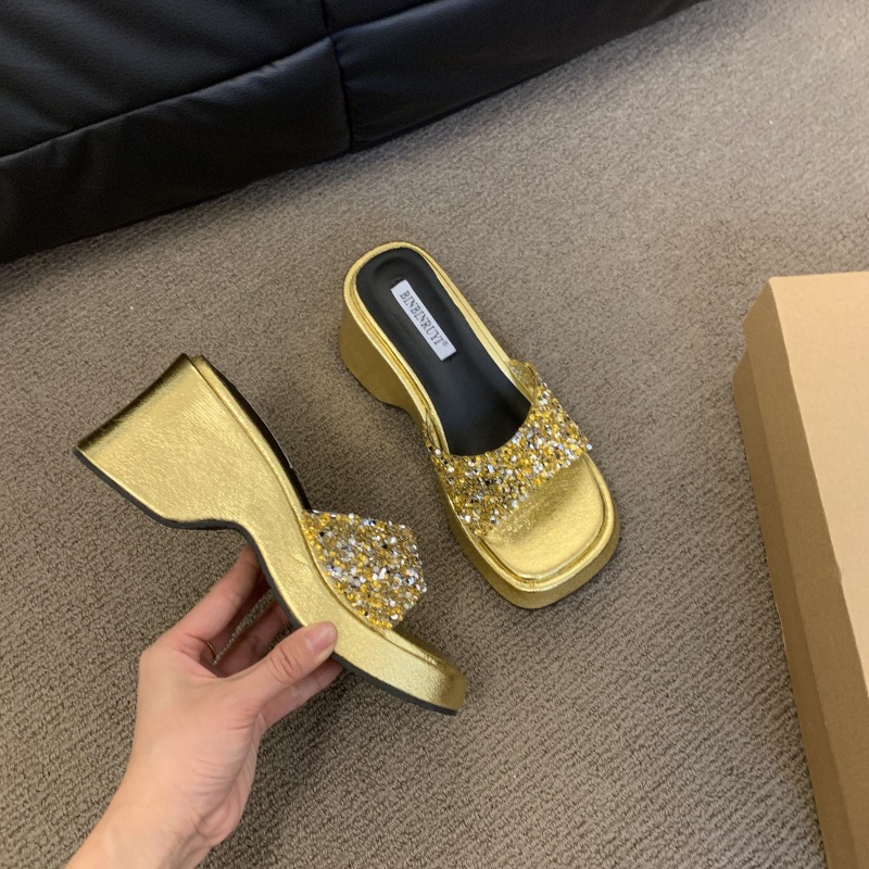 gold platform shoes